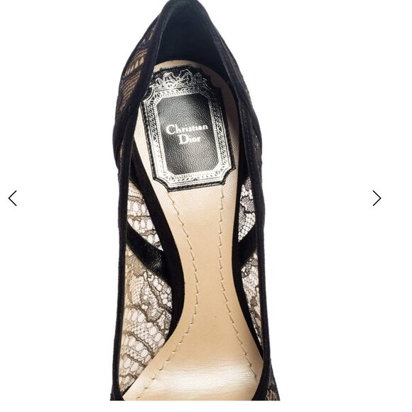 Dior Black Lace Peep-Toe Heels - Picture 7 of 14
